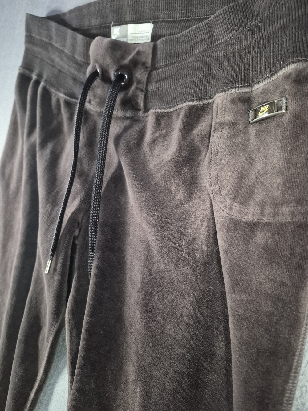 Nike Vintage Y2K Chocolate Brown Velour Drawstring Sweatpants
